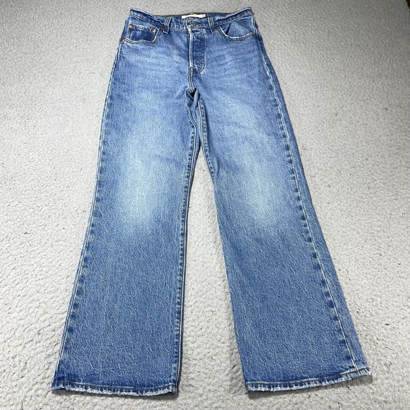 Levi's Denim - Levis Ribcage Crop Boot Jeans Womens 26 Blue Med Wash High Rise Stretch 26x26